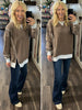Neena V Cut Crewneck- Brown