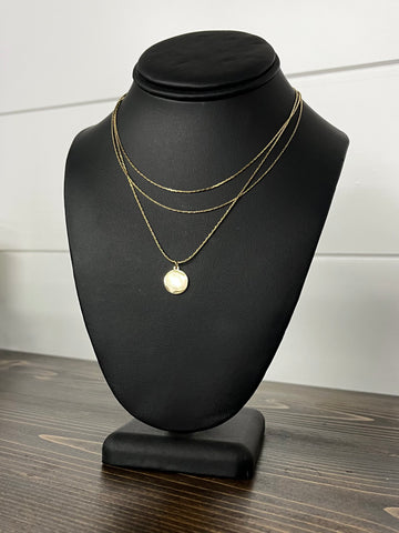 Double Chain Pearl Drop Necklace