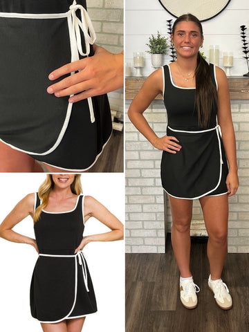 Evie Wrap Dress with Shorts - Khaki