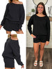 Penelope Crew And Shorts Set - Black