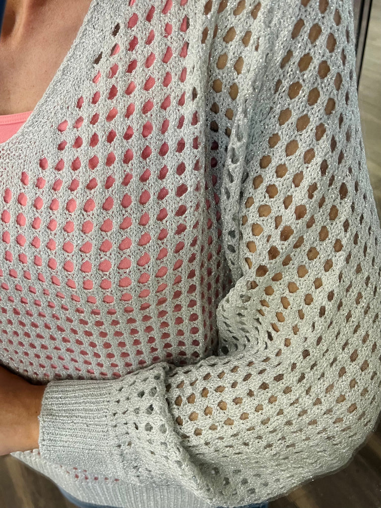Karrie Silver-Open Knit Sweater