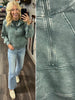 Dolly 1/4 Zip Acid Wash - Jade