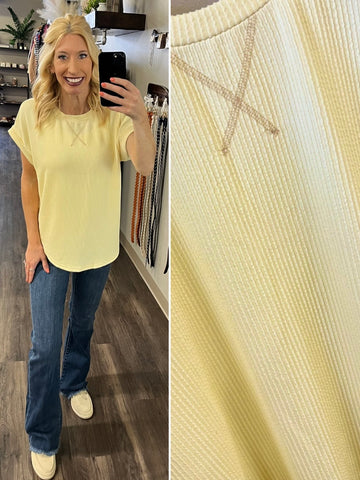 Mandy Blue Contrast Stripe Top