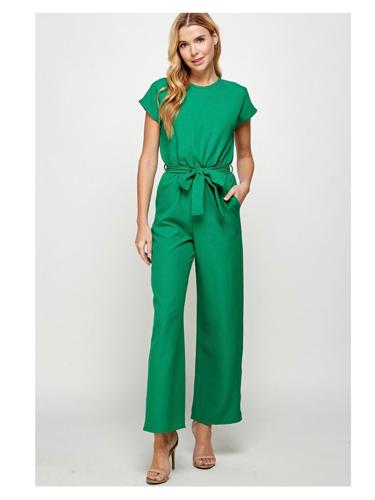 Lisa Cap Sleeve Jumpsuit - Kelly Green