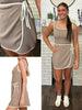 Evie Wrap Dress with Shorts - Khaki