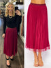 Gracie Pleated Shimmer Skirt - Raspberry