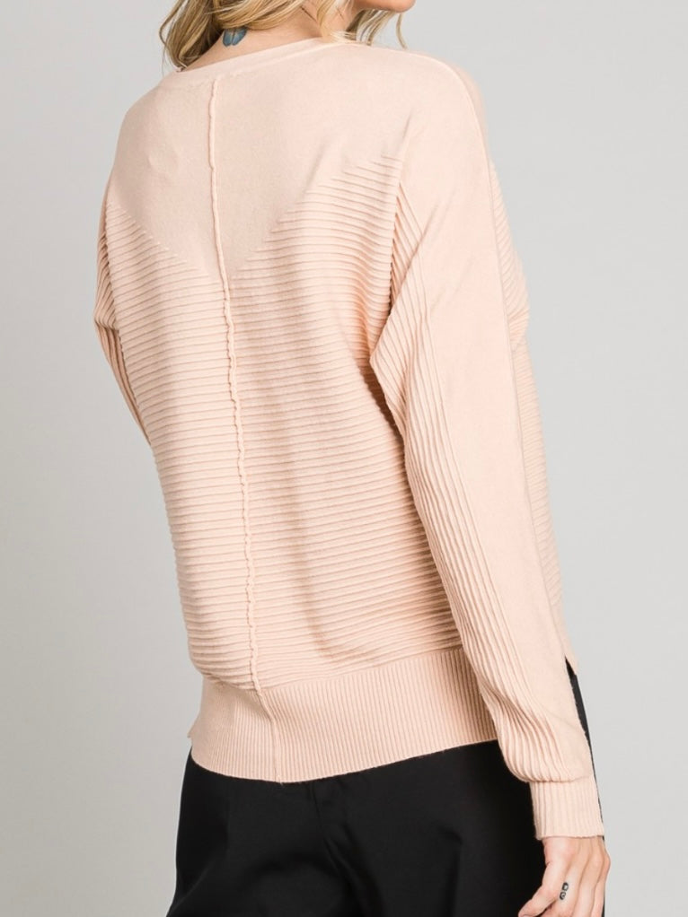 Loreli Spring Dolman Sweater - Peach