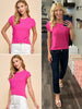 Katrina Ribbed Cap Sleeve Top - Dark Pink