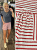 Cece Textured Stripe Shorts - Red