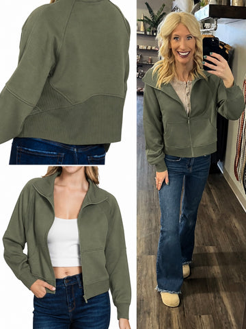 Belle Scuba Zip Jacket - Tan