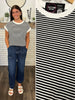 Penny Contrast Striped Loose Tee- Black
