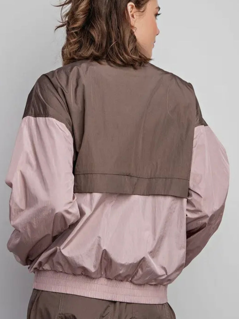 Maddie Color Block Windbreaker - Mauve