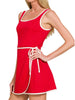 Evie Wrap Dress with Shorts - Red
