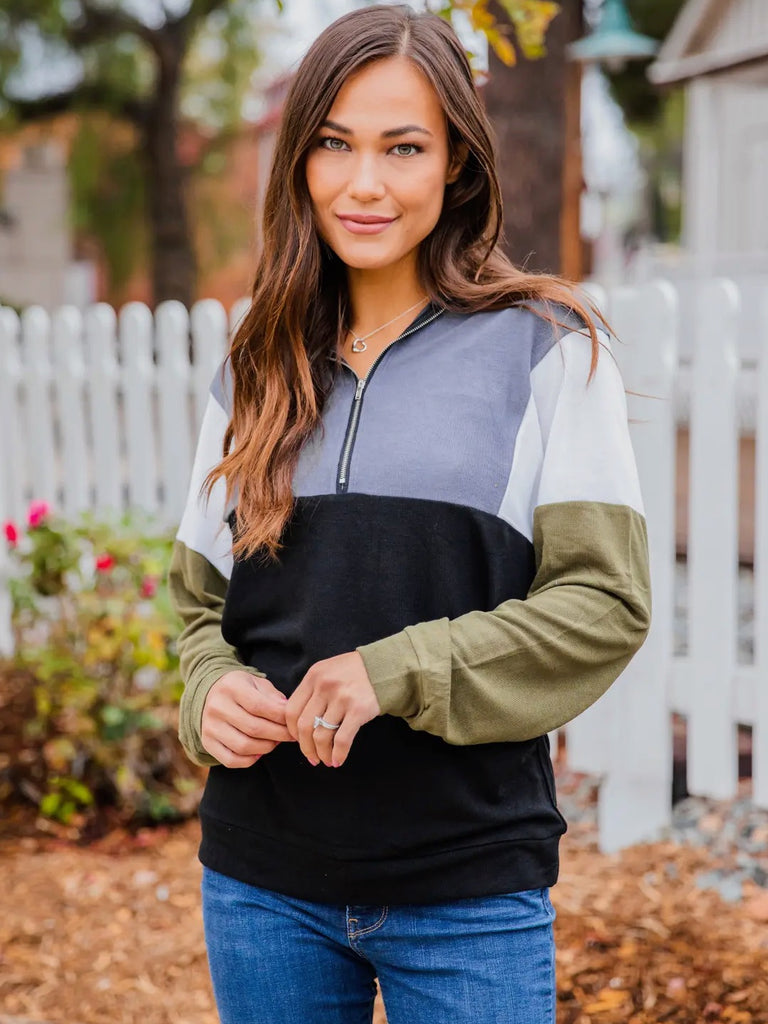 Jodee Lightweight Color Block 1/4 Zip