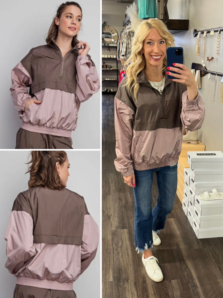 Maddie Color Block Windbreaker - Mauve