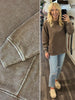 Riley Ribbed Accent Pullover - Mineral Latte
