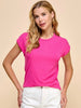 Katrina Ribbed Cap Sleeve Top - Dark Pink
