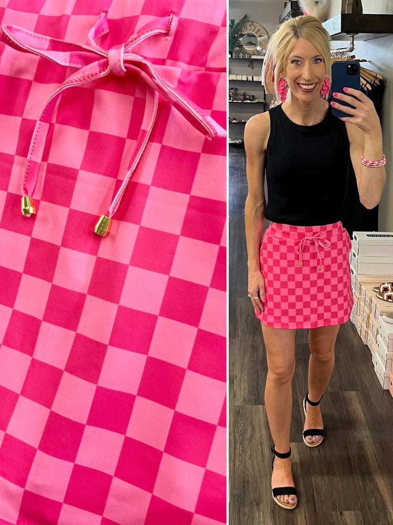 Kayla Pink Checkered Skort
