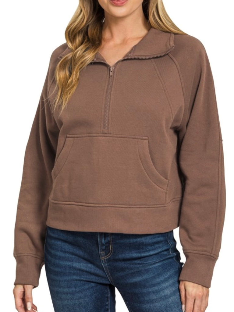 Faith 1/4 Zip - Brown