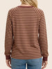 Karina Striped V-Neck Slit Brown/Burgundy