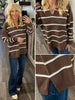 Trinity V-Neck Sweater - Brown/Ivory