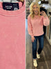 Riley Ribbed Accent Pullover - Mineral Washed Blush