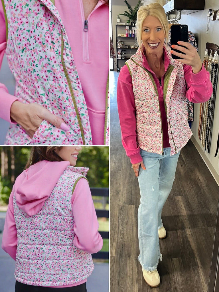Delilah Puffer Vest- Ditzy Floral