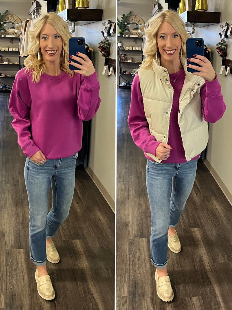 Julianne Perfect Scuba Crewneck - Magenta