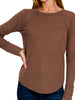 Sonya Long Sleeve Waffle Knit - Brown