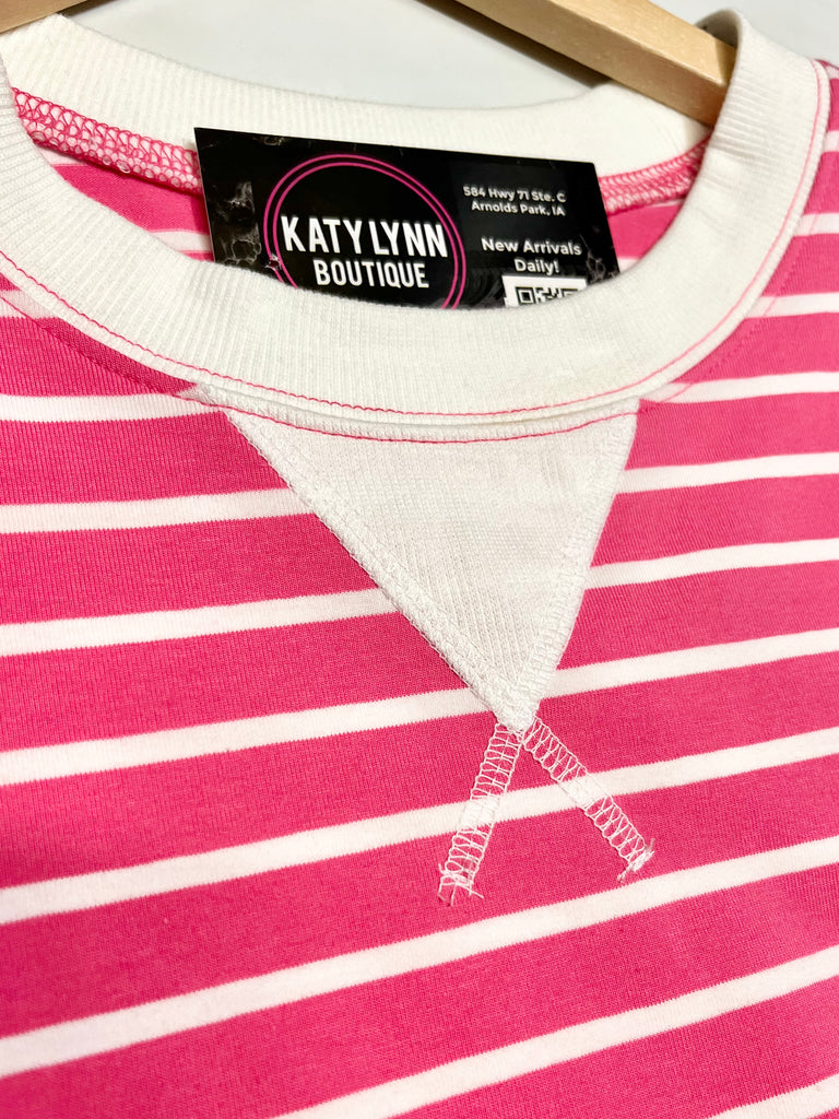 Aubrie Striped Crewneck - Pink