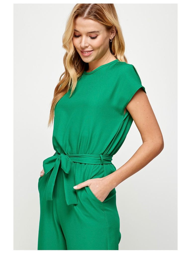 Lisa Cap Sleeve Jumpsuit - Kelly Green