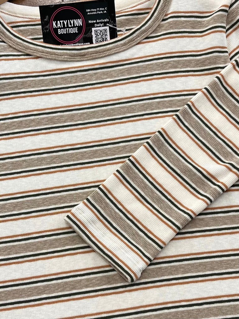 Emmi Striped Long Sleeve - Cream/Taupe