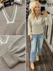 Thea V-Neck Striped Blouse - Tan