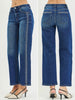 Tray Embroidered Mid-Rise Ankle Straight