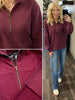 Lindsey Ribbed Accent 1/4 Zip - Maroon