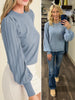 Shaylee Mock Sleeve - Dusty Blue