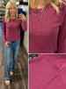 Sonya Long Sleeve Waffle Knit - Berry