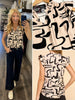 Cassi Ruffled Blouse Tan/Black