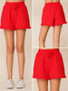 Karah French Terry Ruffle Shorts - Red
