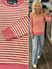 Lauren Striped Crewneck - Raspberry Red