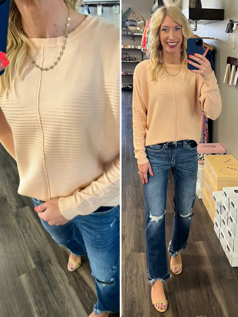 Loreli Spring Dolman Sweater - Peach