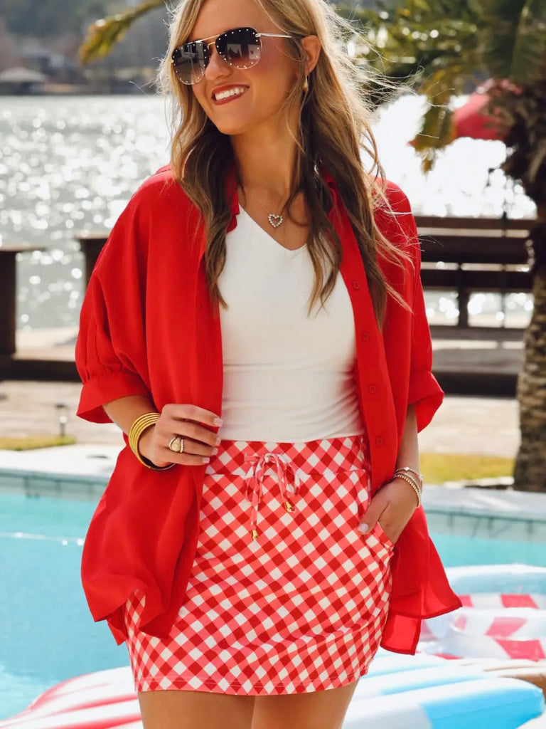 Rori Red Gingham Skort