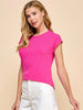 Katrina Ribbed Cap Sleeve Top - Dark Pink