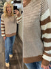Julie Striped Accent Sweater - Camel