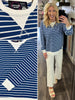 Aubrie Striped Crewneck - Light Navy