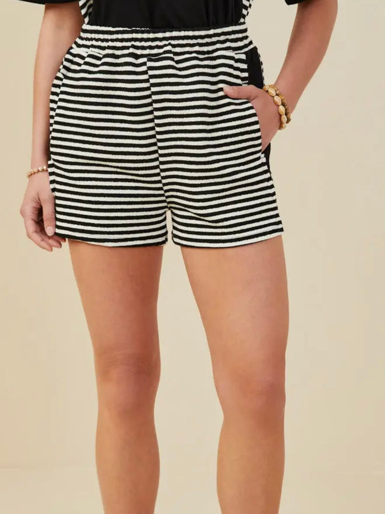 Kalexes Black/White Striped Shorts