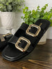 Adrina Double Buckle Sandals - Black