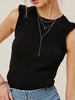 Stella Ribbed Stretchy Ruffle Sleeve - Black