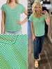 Tiff Striped Short Sleeve - Kelly Green/White