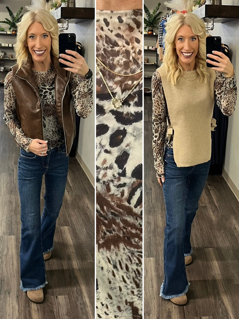 Mindy Leopard Mesh Long Sleeve